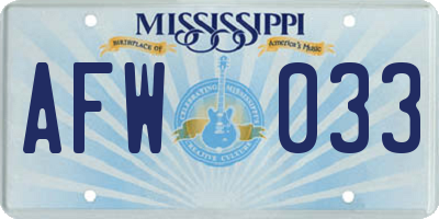 MS license plate AFW033