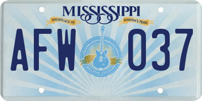 MS license plate AFW037