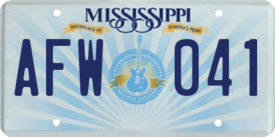 MS license plate AFW041