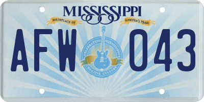 MS license plate AFW043