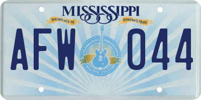MS license plate AFW044