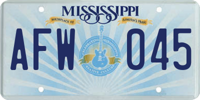 MS license plate AFW045