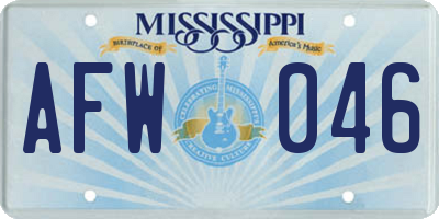 MS license plate AFW046