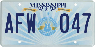 MS license plate AFW047