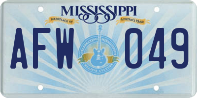 MS license plate AFW049