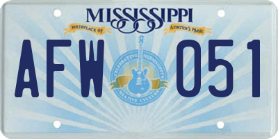 MS license plate AFW051