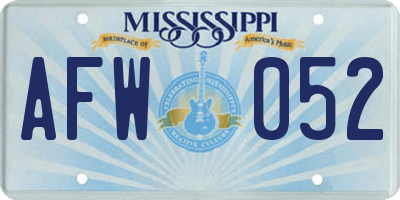 MS license plate AFW052