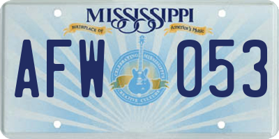 MS license plate AFW053