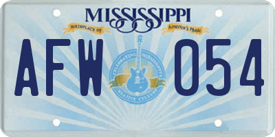 MS license plate AFW054
