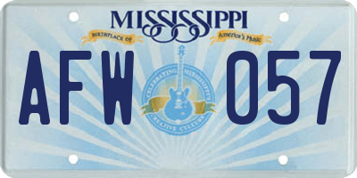 MS license plate AFW057