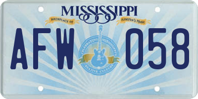 MS license plate AFW058