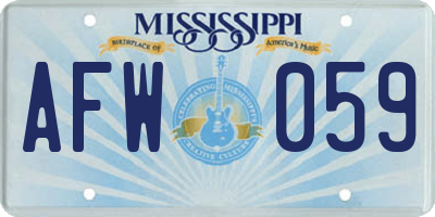 MS license plate AFW059
