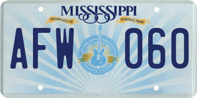 MS license plate AFW060