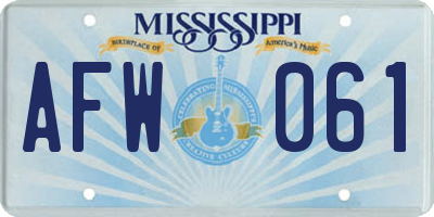 MS license plate AFW061
