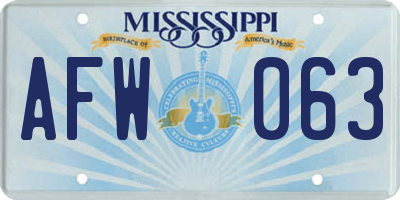 MS license plate AFW063