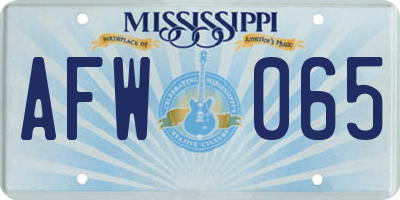 MS license plate AFW065