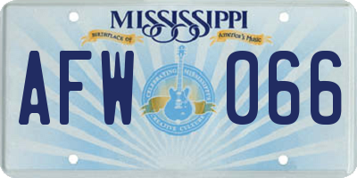 MS license plate AFW066