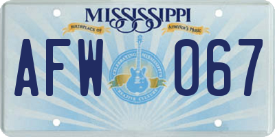 MS license plate AFW067