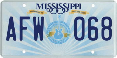 MS license plate AFW068