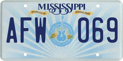 MS license plate AFW069