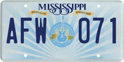 MS license plate AFW071