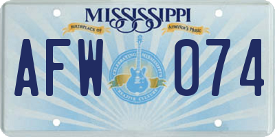 MS license plate AFW074