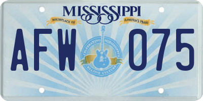 MS license plate AFW075