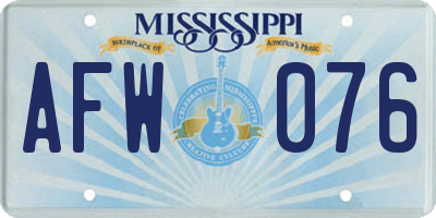 MS license plate AFW076