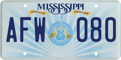 MS license plate AFW080