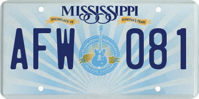 MS license plate AFW081