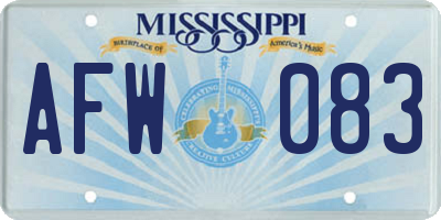 MS license plate AFW083