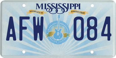 MS license plate AFW084