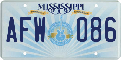 MS license plate AFW086