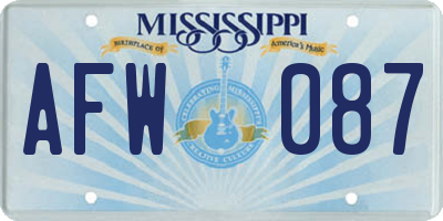 MS license plate AFW087