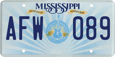 MS license plate AFW089