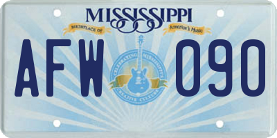 MS license plate AFW090