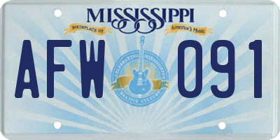 MS license plate AFW091
