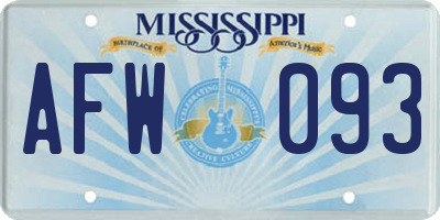 MS license plate AFW093