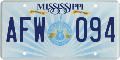 MS license plate AFW094