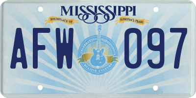 MS license plate AFW097
