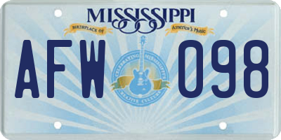 MS license plate AFW098