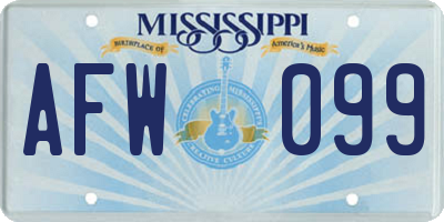 MS license plate AFW099