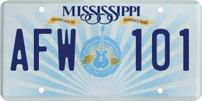 MS license plate AFW101