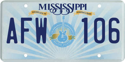 MS license plate AFW106
