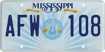 MS license plate AFW108