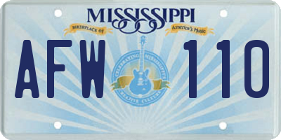 MS license plate AFW110