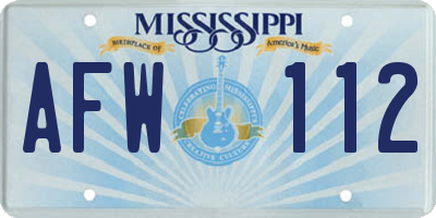 MS license plate AFW112