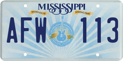 MS license plate AFW113