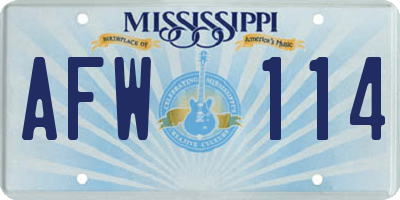 MS license plate AFW114
