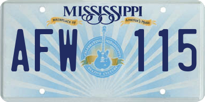 MS license plate AFW115